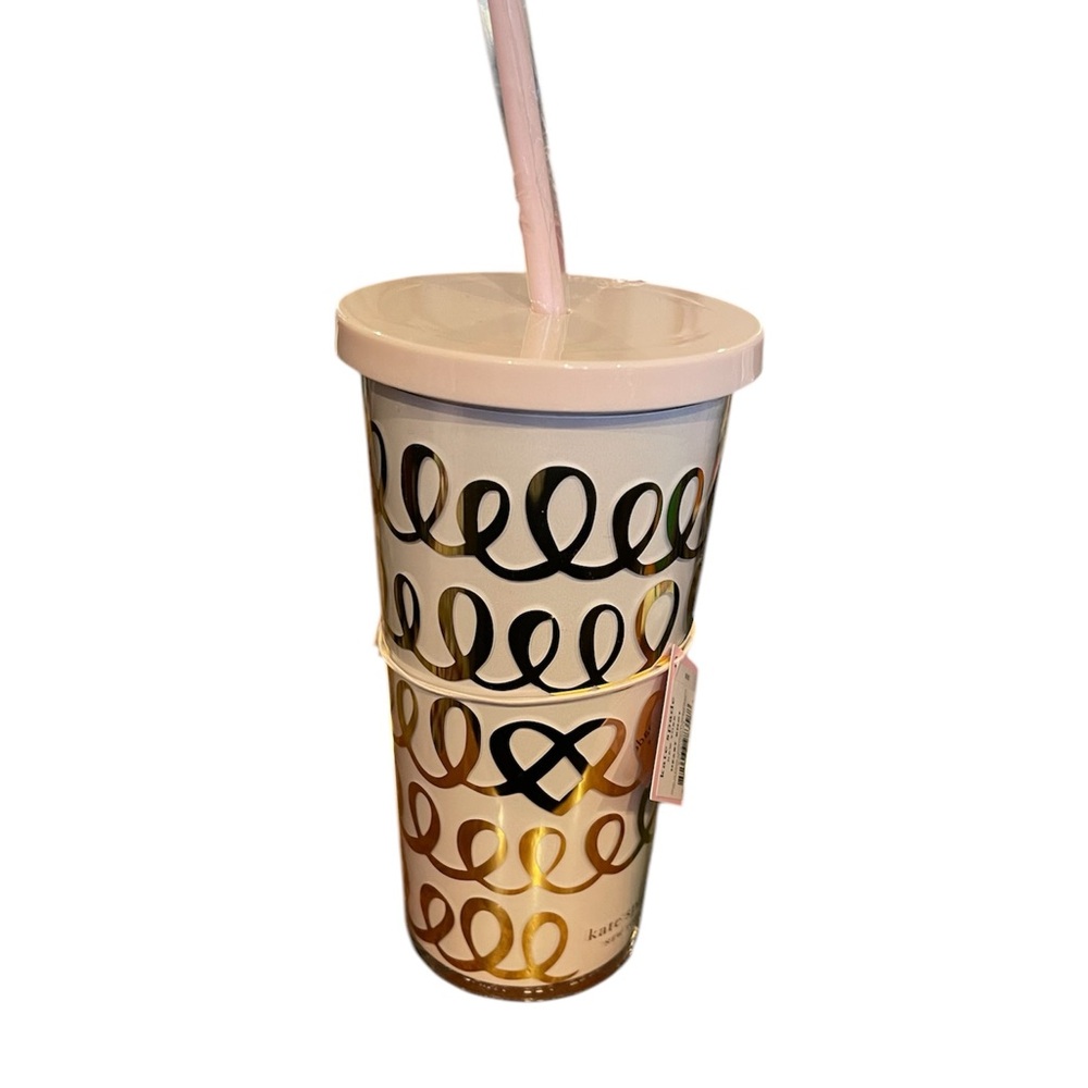 Kate Spade Heart Knot 24 oz Tumbler with Straw (NWT)